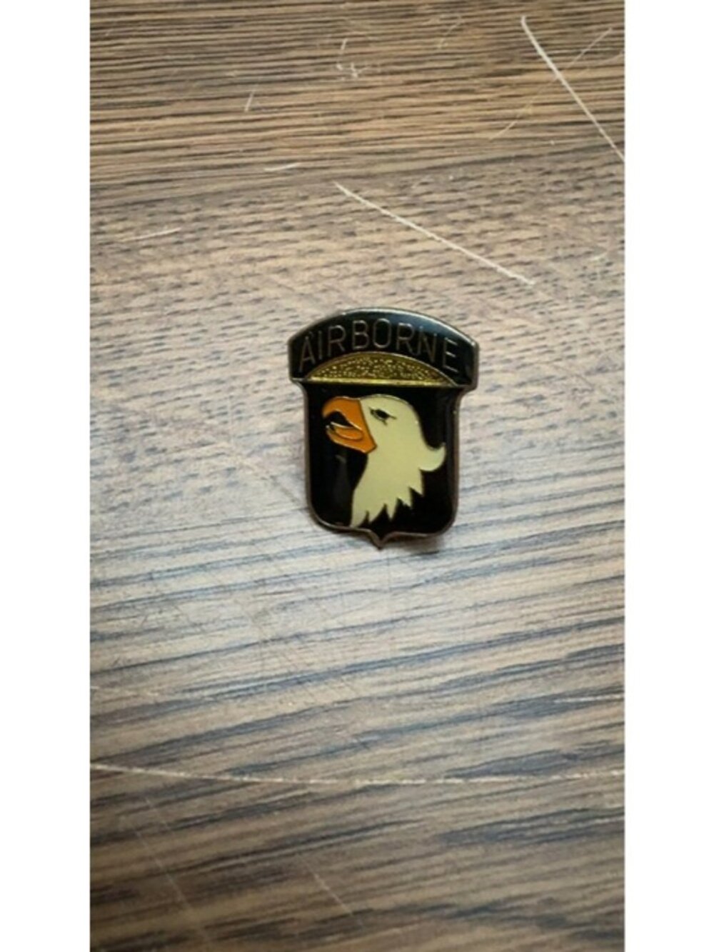 US Army Airborne Eagle Shield Pin Black Gold Enamel Badge